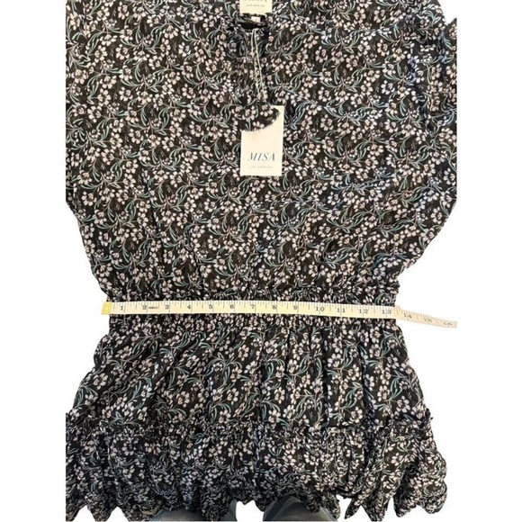 NWT MISA Los Angeles LORENA DRESS  Sapphire Ditzy Black & Green Floral‎ Size S - Picture 7 of 16